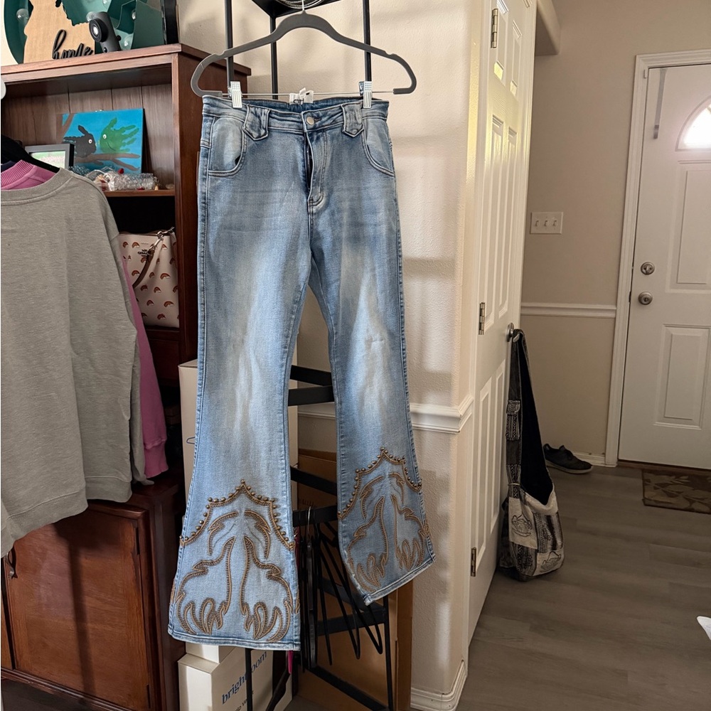Embroidered Flare Women Jeans